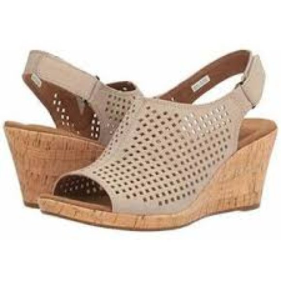 rockport women's briah perforated slingback wedges